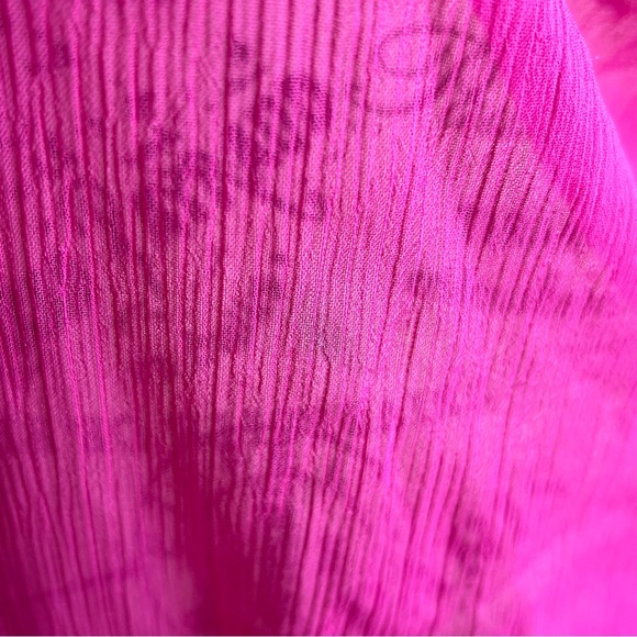 Mandee Sheer Off-Shoulder Ruffle Hem Top Pink Sz L - Picture 13 of 16